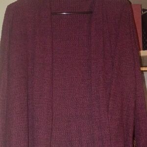 Time and Tru Burgundy Open-Front Knit Cardigan